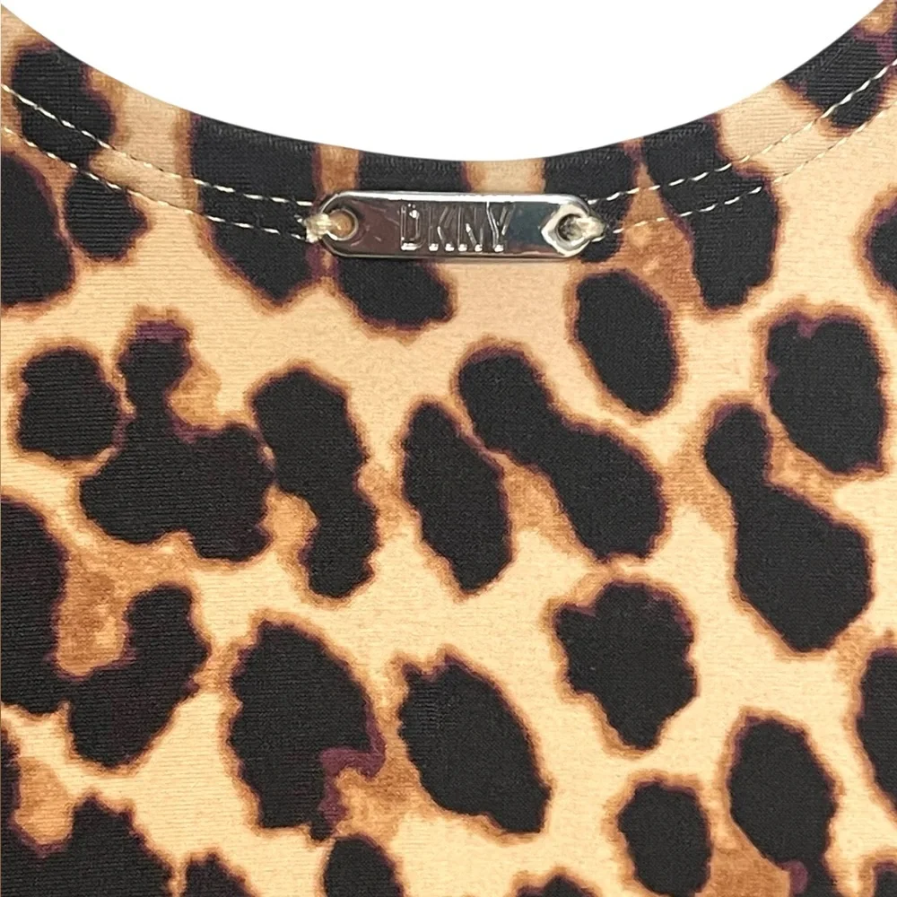 DKNY NEW Animal-Print Ruched One-Piece Swimsuit Mesh Sides Size 10 NWT $98 MSRP - Picture 11 of 15